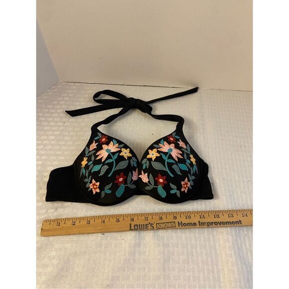 Nwot shade shore black top 34b colorful flowers - Picture 2 of 3